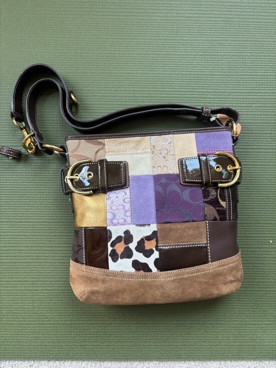 Coach Handbags - Coach Holiday Patchwork Crossbody Leather Suede Leopard Signature Duffle 3573
